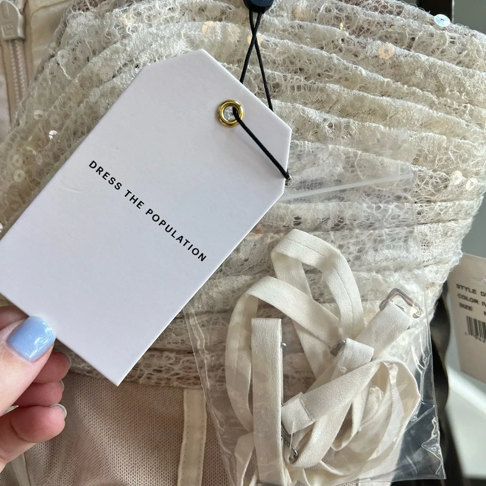 Dress the Population Strapless Ivory Ruffle Tiered Maxi Dress - Picture 2 of 10